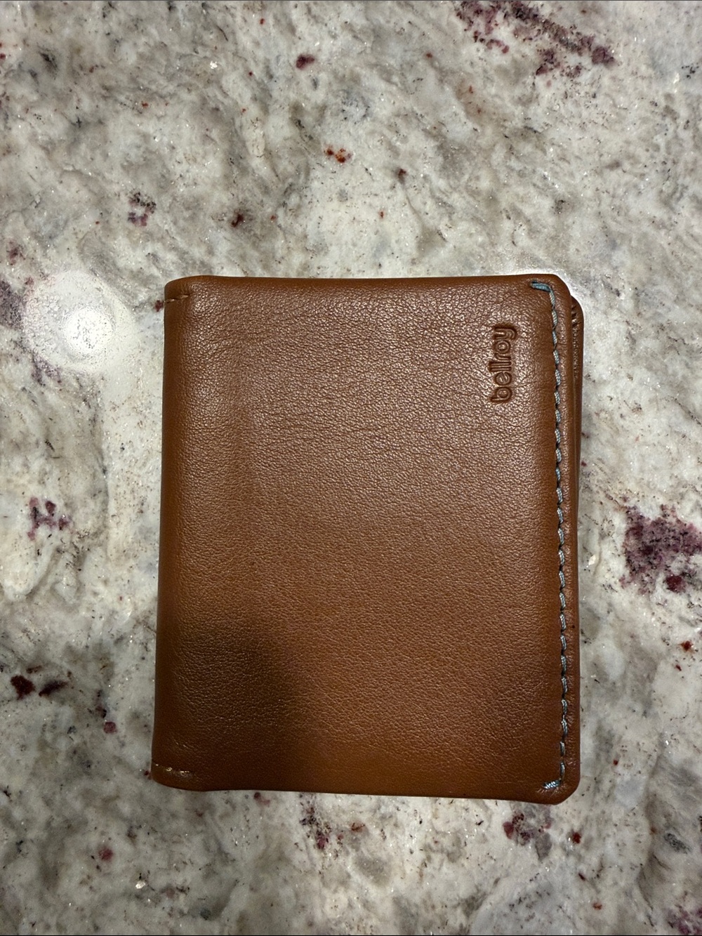 Bellroy Slim Sleeve Cardholder Wallet with Brown with Blue Contrast Stitching